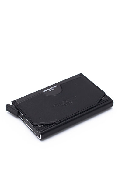 Pierre Cardin Black Unisex Automatic Leather Card Holder 0273F2I