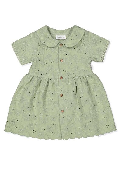 Bebetto DOKUMA ELBİSE (NATURAL VIOLET) YEŞİL