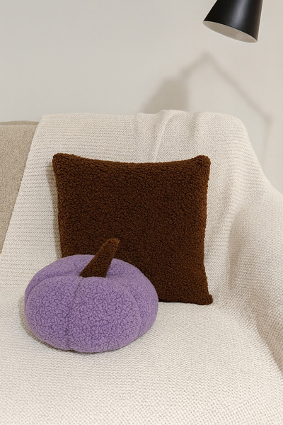 Madame Clean Home Teddy Decorative Pumpkin Pillow and Inner-Filled Cushion