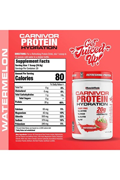 MuscleMeds مسحوق بروتين كارنيفور المرطب - بروتين شفاف بنكهة البطيخ
