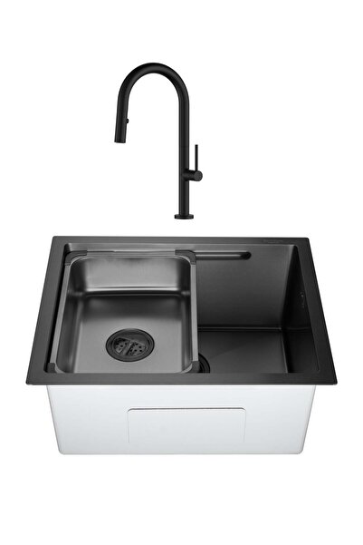 SanDonna SET Chiuveta HD 5040 inox HandMade sub blat cu tavita + Baterie Char...