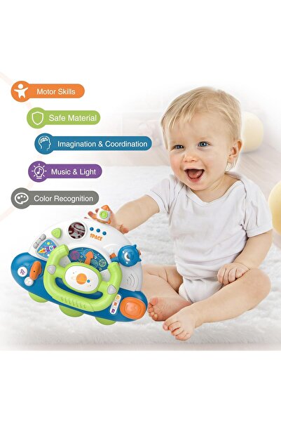 SARALMA Car Simulator for Children, Spaceship with Light and Sound, 22.5 x 18.5 cm, +12 months