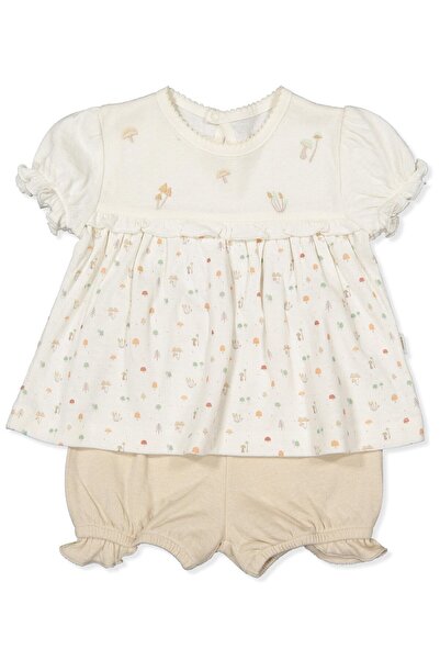 Bebetto Organic Single Layer Double Pajama Set Without Socks 2-Piece (Organic My Mushroom) Beige