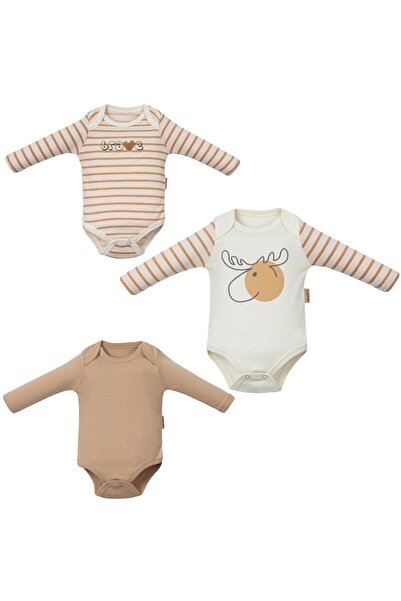 Necix's Deer Printed Horizontal Striped Baby Boy Triple Badi