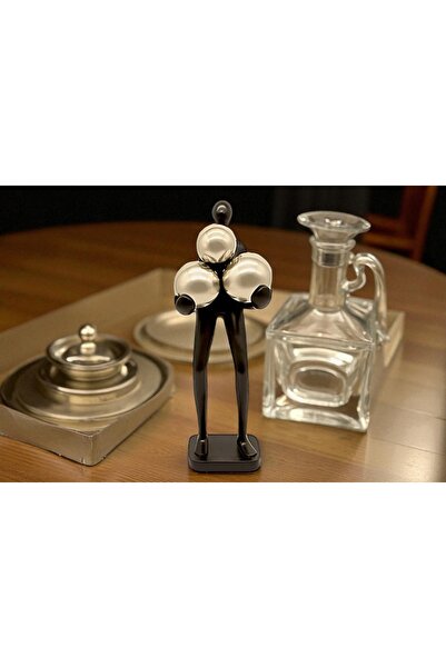 Kuzey Tacı Modern Soyut İnsan Figürü Dekoratif Heykel – Siyah Metal ve Parlak...