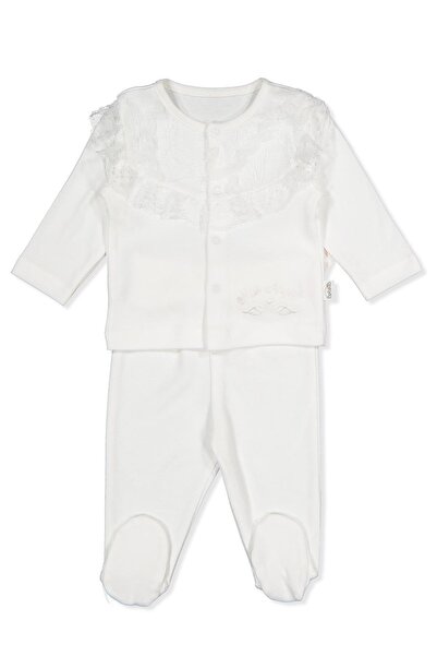 Bebetto İNTERLOK PATİKLİ PİJAMA TAKIMI 2Lİ (MISS ANGEL) EKRU
