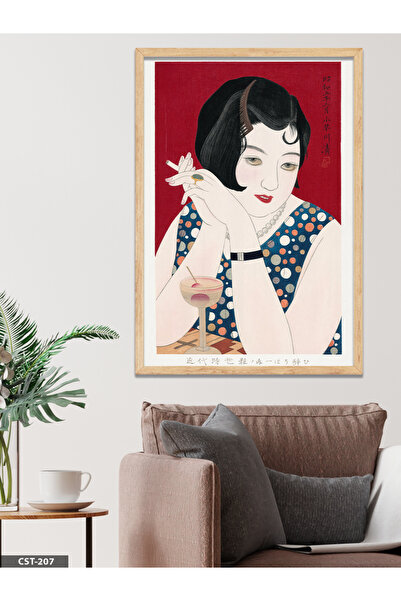 CeSht Moderne lepote Japanka Jednodijelna slika u drvenom okviru