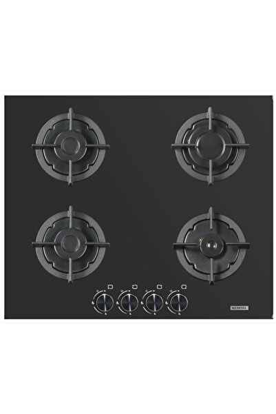KUMTEL Comtel Cooktop - Black Gas - Glass - 4 Burners - Self Ignition - 60×65 cm - With Light Rack - 40 BF