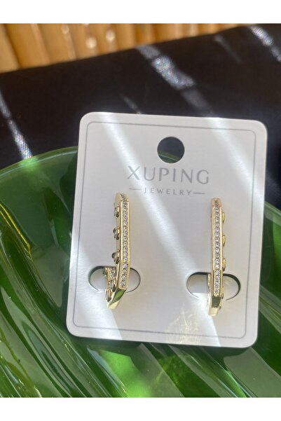 XUPING JEWELRY ÇELİK KÜPE TAŞLI KÖŞELİ