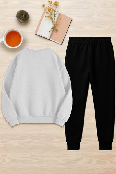 uyguntarz Unisex Los Angeles Baskılı Oversize Bisiklet Yaka Sweatshirt 2'li Eşofman Takımı