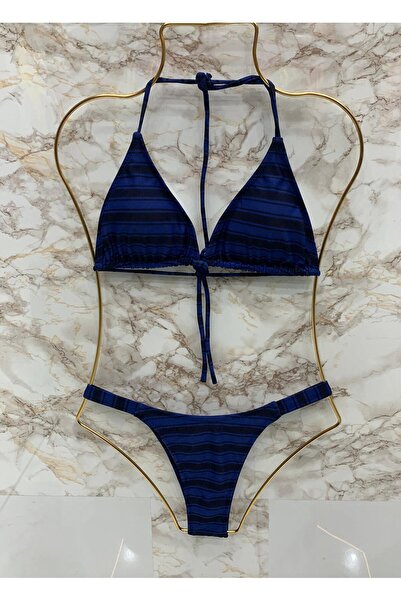 VAJESTO Women's Lycra Stretchy Bottom Brazilian Halter Neck Stylish Drawstring Triangle Bikini Set