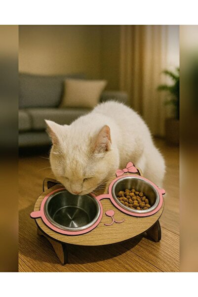 DRSTAG Gözlüklü Dört Göz Kedi Köpek Mama Kabı Şirin Mama su kabı