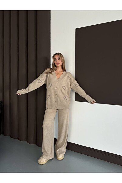 GİYSİ DÜNYASI 57 Trico Fabric Cardigan Pants Set of 2