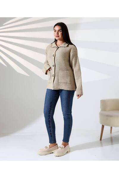 GİYSİ DÜNYASI 57 Triko Kumaş Petek Örgü Detayli Hirka