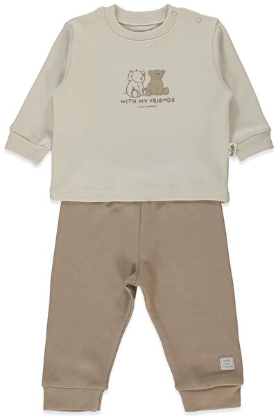 Bebetto طقم بيجامة عضوية بدون أكمام مكون من قطعتين (لحظة ممتعة عضوية) بني اللون