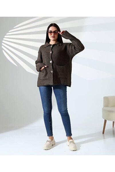 GİYSİ DÜNYASI 57 Triko Kumaş Petek Örgü Detayli Hirka