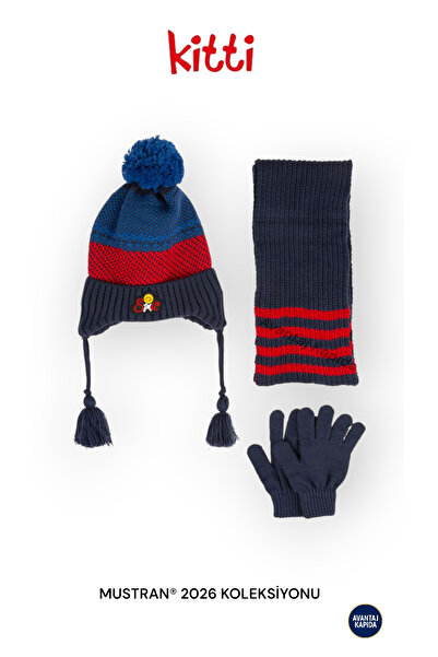 Mustran Kitti 4–8 Years Old Girls Boys Children's Beret Scarf Gloves 3-Piece Winter Set |   Polar Fleece Lined Knitwear |   New Season 2026