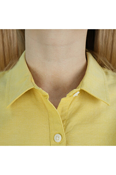 Giordano Women's Cotton Oxford Slim fit Shirt with Lion Embroidery