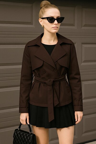 Delpino Kısa Kemerli Kadın Trençkot Ceket