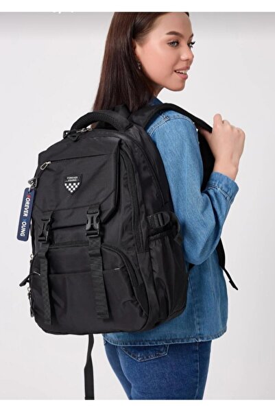 eflanmoda Rucsac unisex pentru școală și călătorii din țesătură de satin Fore...