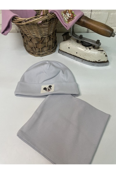 EGE DESIGN طقم قلنسوة قطنية من ريبانا مع غطاء للرقبة للشتاء لعمر 5-6 سنوات