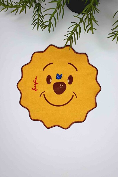 decofav Oval Decorative Embroidered Edged Cute Teddy Bear Face Patterned Cocktail Napkin 1 Piece