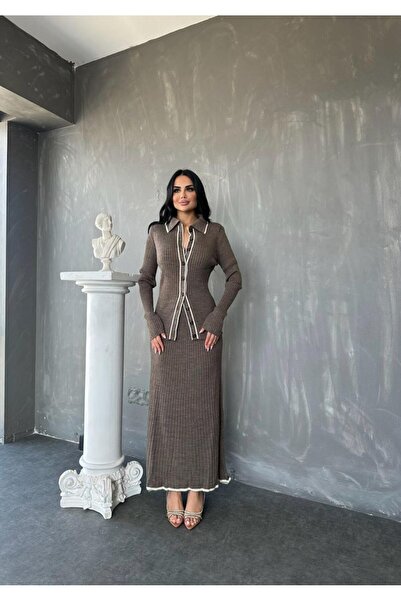 GİYSİ DÜNYASI 57 Knitwear Fabric Shirt Skirt 2-Piece Set