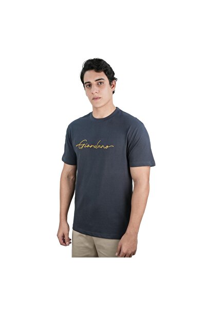 Giordano Men's Slim Fit Cotton Signature Print Tee