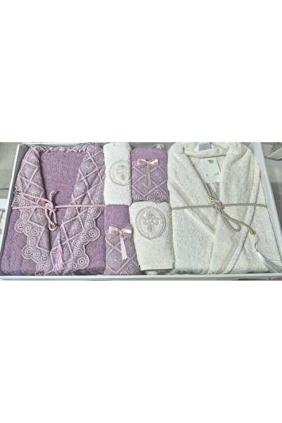 HYEM БАНЕН ПАЛТО 6-ЧАСТЕН СВАТБЕН КОМПЛЕКТ 100% ПАМУК МЕКА ТЕКСТУРА