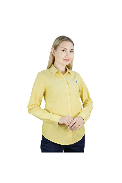 Giordano Women's Cotton Oxford Slim fit Shirt with Lion Embroidery