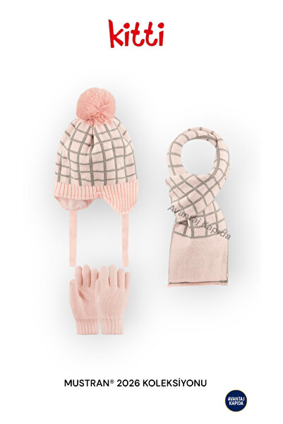 Mustran Kitti 4–8 Years Old Girls Boys Children's Beret Scarf Gloves 3-Piece Winter Set |   Polar Fleece Lined Knitwear |   New Season 2026