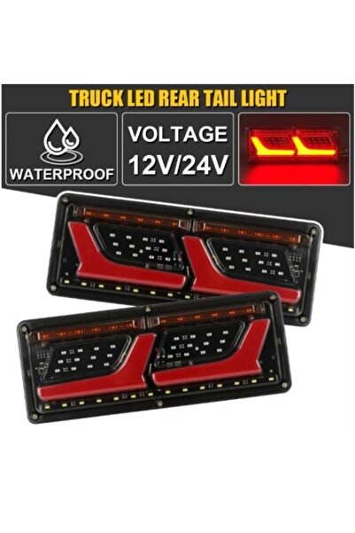 DELUXETUNING Set stopuri camion stânga dreapta auto, LED, 12 V-24 V, semnalizator dinamic, efect neon poziție
