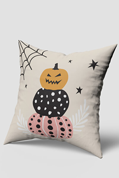 EsnafAli Husă pentru pernă cu tematică de Halloween, turnul de dovleac cremă