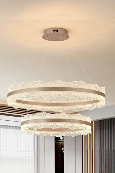 Renkoled Aydınlatma 3 Renk Kumandalı Led Avize Ledli Avize 2 katlı modern salon sarkıt avize çiçek