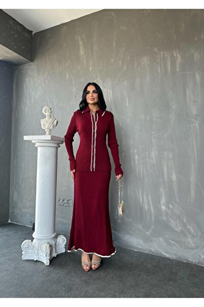 GİYSİ DÜNYASI 57 Knitwear Fabric Shirt Skirt 2-Piece Set