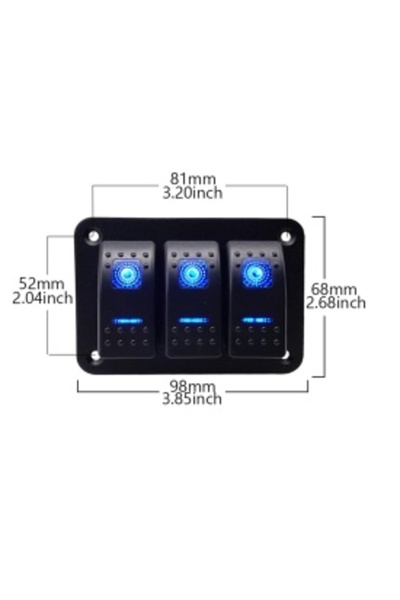 DELUXETUNING Panou cu 3 butoane auto ON-OFF, universal 12-24 V