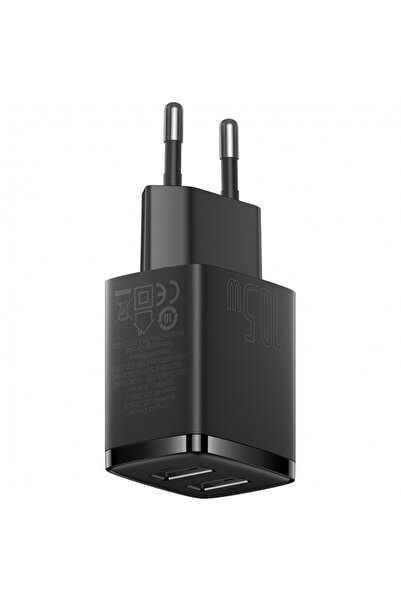 Baseus Compact Power Adapter, 10.5w, 2.1a, 2 X USB-A, Black Ccxj010201