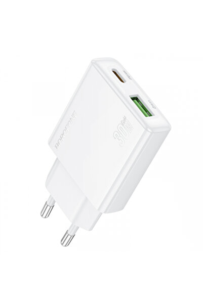 OEM Borofone Bn25 Wish Τροφοδοτικό, 30W, 3A, 1 X USB-A - 1 X USB-C, Λευκό