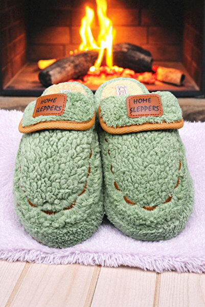 HFKY Жіночі зелені домашні капці безшумні з товстою підошвою, зимові капці