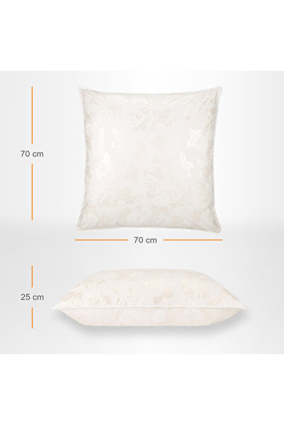 Pernador Set of 2 goose down and feather pillows, 70x70 cm, White with silver roses