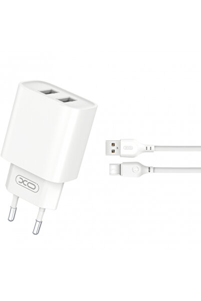 XO Design Incarcator Retea Cu Cablu USB-C CE02C, 10.5W, 2.1A, 2 x USB-A, Alb