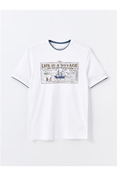 LC Waikiki Plus New Season Crew Neck Printed Combed Cotton Men's T-Shirt