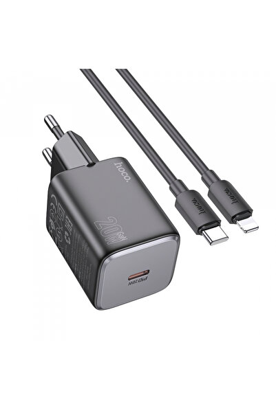hoco. Incarcator Retea Cu Cablu Lightning HOCO N40, 20W, 3A, 1 x USB-C, Negru