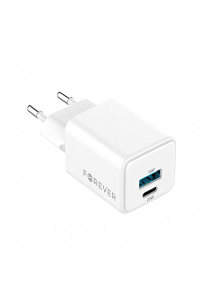 OEM Forever Tc-08-30AC Τροφοδοτικό, 30W, 3A, 1 Θύρα USB-A - 1 Θύρα USB-C, Λευκό