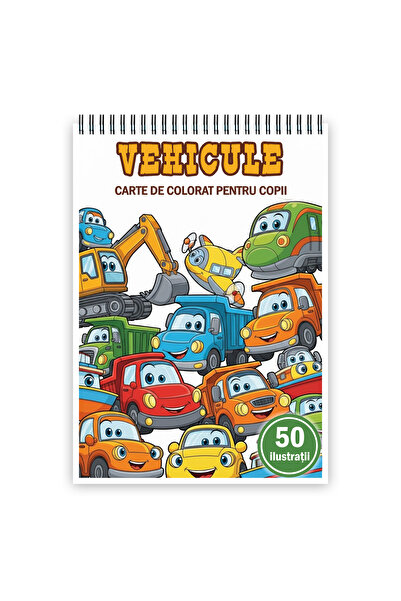 Legendary Gifts Carte de colorat pentru copii , 50 de ilustratii Vehicule, 106 pagini