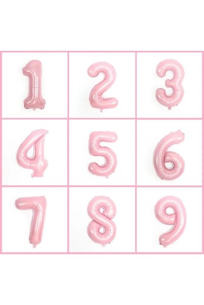 PARTİAVM 7 Year Old Labubu Balloon Themed Birthday Set Pink Number Flying Balloon Macaron Pink White Balloon