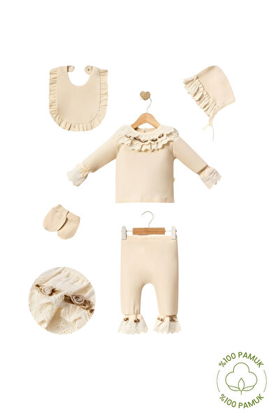 Nami Baby Organic Baby Girl Hospital Discharge Set – 10 Piece Hospital Discharge Set - 100% Cotton Lace