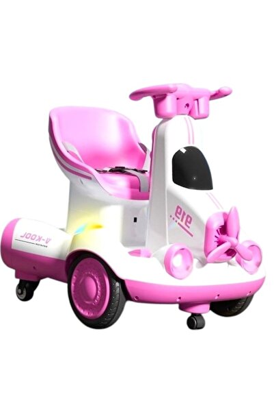 LEIBOO Mașină electrică cu telecomandă, pentru copii, lumini, muzică, elice, 4 roți, 2+, roz