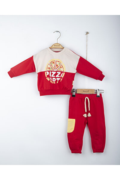 BİSCOİ Babybiscoi Sliced Pizza Patterned 2-Piece Tracksuit Set
