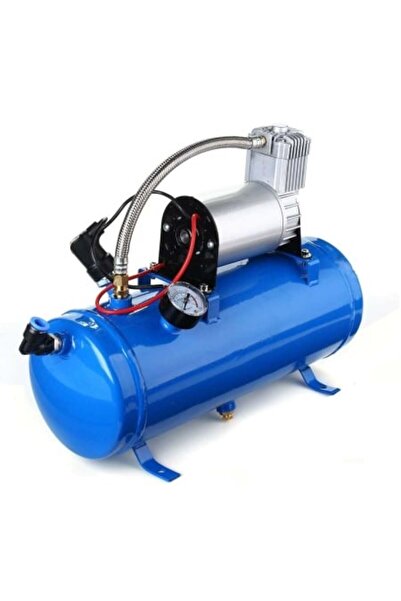 DELUXETUNING Claxon auto Compresor de aer, 12 V, 150 psi, Capacitate rezervor 6 L, Presiune maximă 8 bar, F